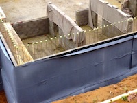External damp proof membrane construction in progress